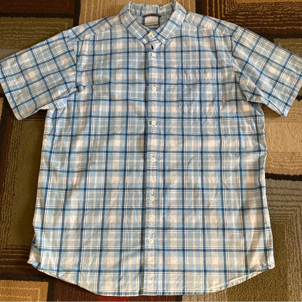 Columbia Rapid Rivers Button Up Plaid Shirt Short Sleeve Men's Size XL AM9132 - Picture 2 of 9